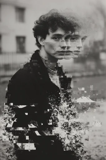 Fragmented Monochromatic Surrealism style reference image — monochromatic portraiture