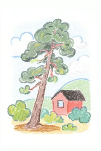 Whimsical Crayon Narrative style reference image — naive illustration