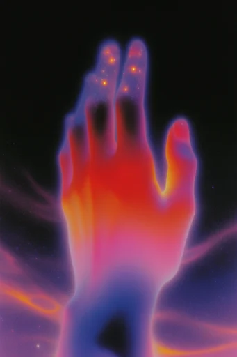 Neon Psychedelic Retro-Noir style reference image — psychedelic airbrush gradients