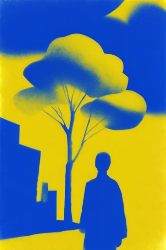 Tactile Cobalt Minimalism style reference image — risograph texture