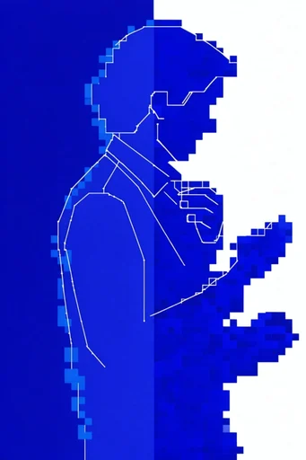 Retro-Digital Blue Mosaic moodboard — generate AI images in this style