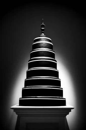 Monochromatic Structural Noir style reference image — graphic silhouettes
