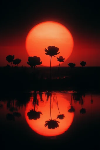 Crimson Solar Noir style reference image — atmospheric hazy glow