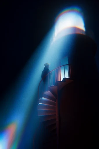 Nocturnal Cyan Surrealism style reference image — chromatic aberration