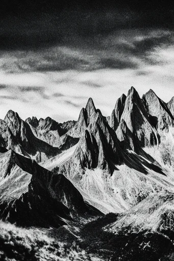 Gritty Monochromatic Noir style reference image — high-contrast monochrome
