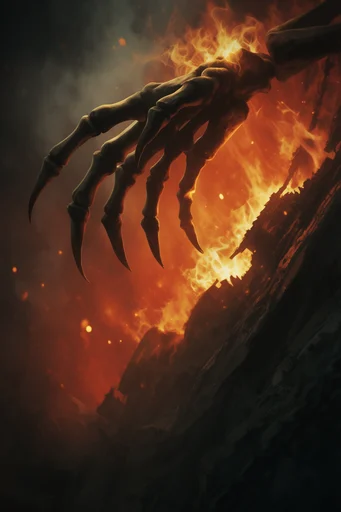Cinematic Chiaroscuro Nocturne style reference image — glowing embers