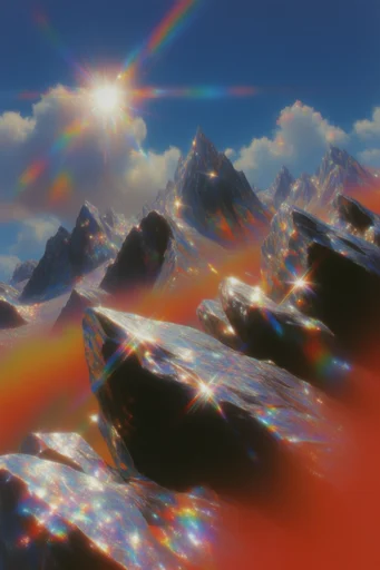 Prismatic Chrome Retro-Futurism style reference image — 1980s airbrush illustration