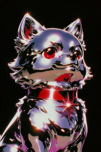 Chrome Noir Futurism style reference image — saturated neon highlights