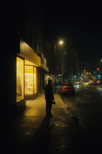 Cinematic Nocturnal Solitude style reference image — neo-noir aesthetic