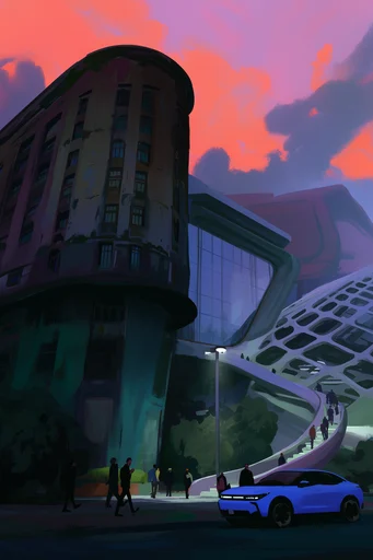 Neon Frontier Surrealism style reference image — painterly digital illustration