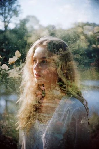 Ethereal Analog Silhouette style reference image — nostalgic light leaks