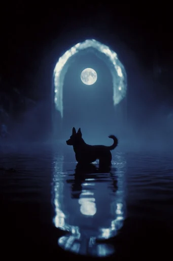 Cinematic Nocturnal Cyan style reference image — atmospheric haze