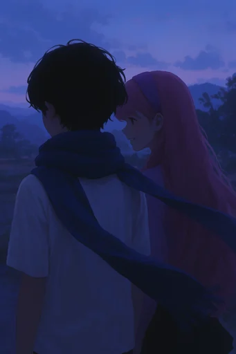 Cinematic Nocturnal Melancholy style reference image — melancholic anime style