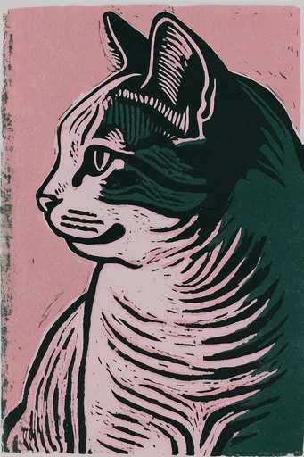 Hypnotic Linocut Nocturne style reference image — linocut printmaking
