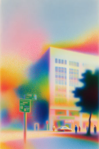 Ethereal Chromatic Grain style reference image — airbrush stippling