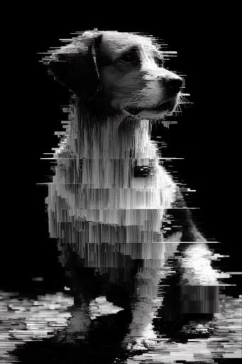 Monochrome Glitch Noir style reference image — chiaroscuro distortion