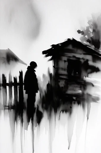 Ethereal Ink Minimalism style reference image — bleeding ink