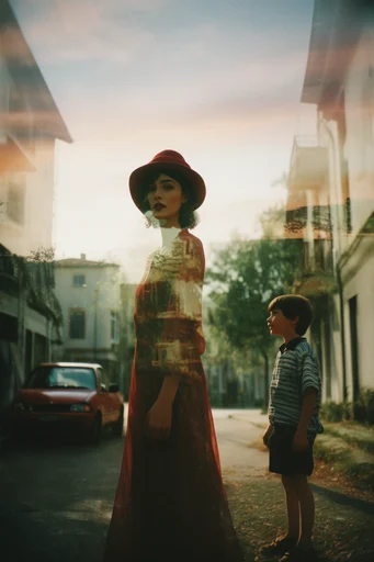 Ethereal Analog Nostalgia style reference image — double exposure