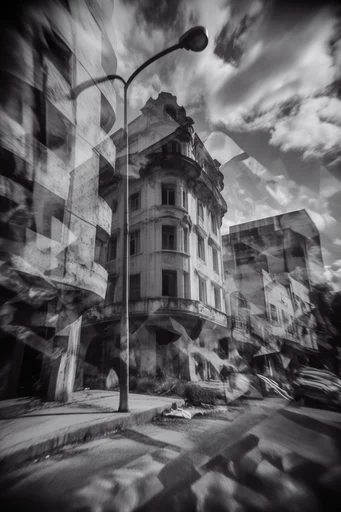 Monochrome Surrealist Noir style reference image — high-contrast monochrome