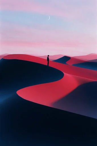 Minimalist Surrealist Horizons style reference image — solitary silhouette