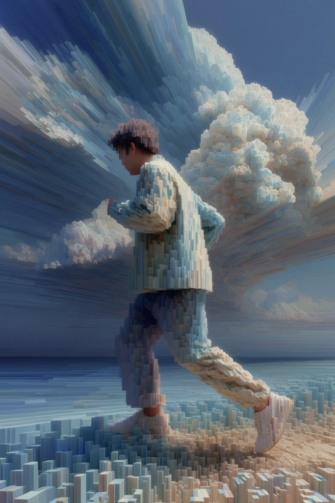 Recursive Voxel Surrealism style AI image example 1
