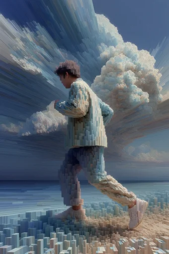 Recursive Voxel Surrealism moodboard — generate AI images in this style