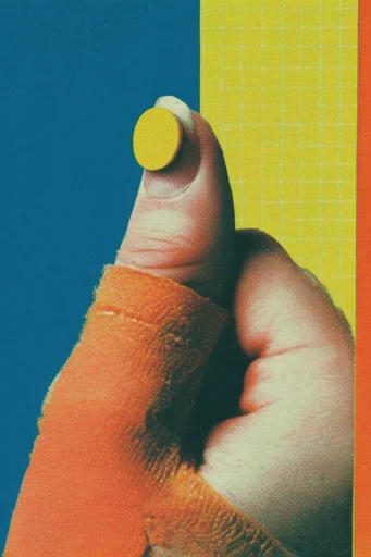 Surreal Retro Collage style reference image — halftone print texture