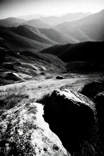 Gritty Chiaroscuro Noir style reference image — high-contrast monochrome