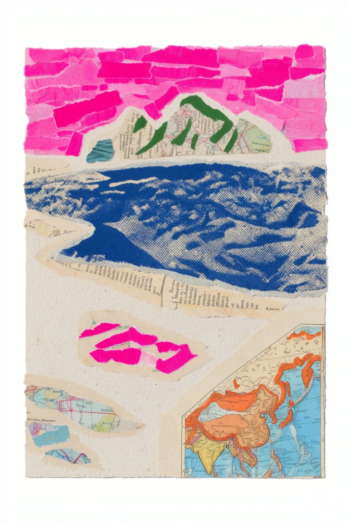 Analog Zine Collage style AI image example 2