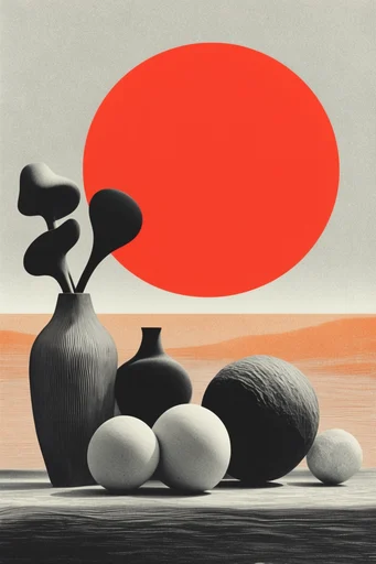 Graphic Retro Surrealism style reference image — vintage print aesthetic