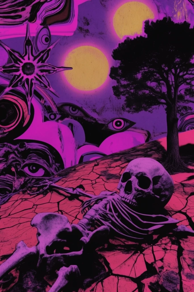 Neon Grunge Collage style AI image example 2