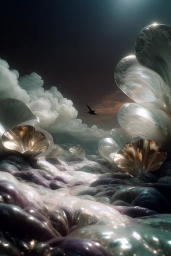 Luminous Ethereal Fluidity style reference image — liquid textures