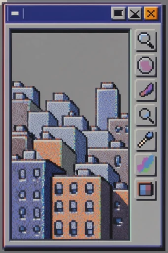 Nostalgic Digital Glitch style reference image — 1-bit pixel art