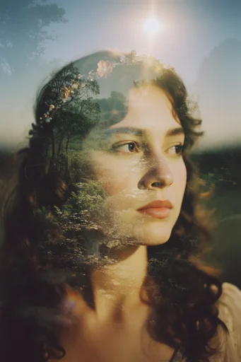 Ethereal Analog Nostalgia style reference image — golden hour light leak