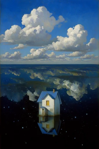 Celestial Surrealist Oil style reference image — starlit void