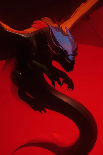 Crimson Cyber Noir style reference image — glossy metallic surfaces