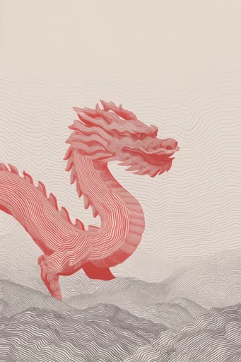Graphic Surrealist Topography style reference image — high-contrast crimson palette