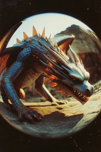 Distorted Analog Fisheye style reference image — analog film grain