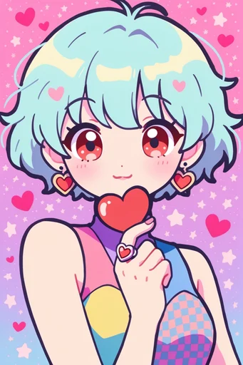 Neon Pastel Kawaii Core style reference image — pastel pop palette