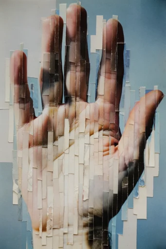 Fragmented Analog Surrealism style reference image — vertical slice distortion