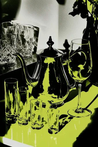 Graphic Acid Printmaking style reference image — acid green and black