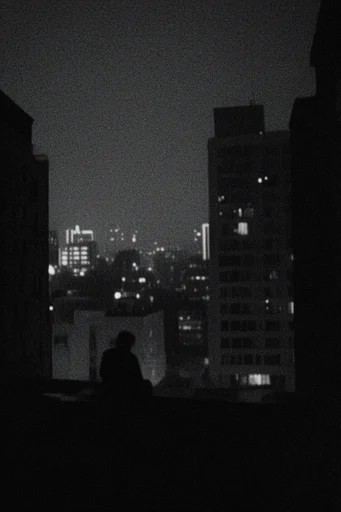Gritty Monochromatic Noir style reference image — lo-fi photography