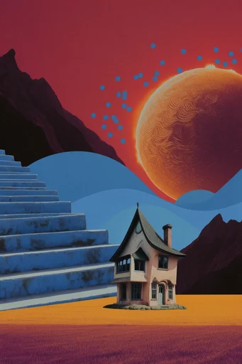 Graphic Retro Surrealism style AI image example 4