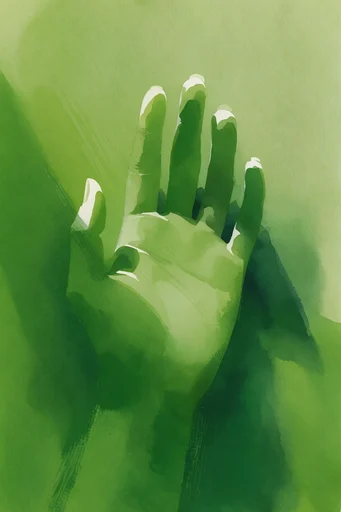 Monochromatic Verdant Surrealism style reference image — dramatic long shadows