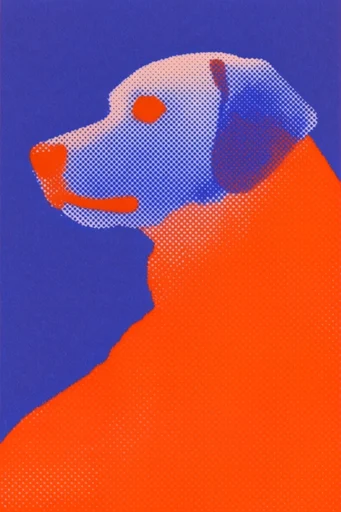 Graphic Halftone Synthesis style reference image — rasterized gradients