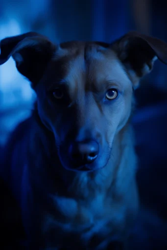 Luminous Cobalt Cyber-Noir style reference image — prismatic lens refraction
