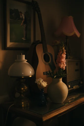 Nostalgic Analog Introspection style reference image — golden hour lighting