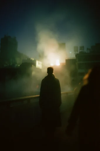Cinematic Nocturnal Silhouette style reference image — backlit silhouette