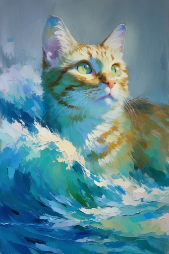 Sculptural Impressionist Waterscapes style reference image — heavy impasto oil painting