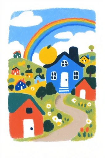 Tactile Storybook Folk style AI image example 2